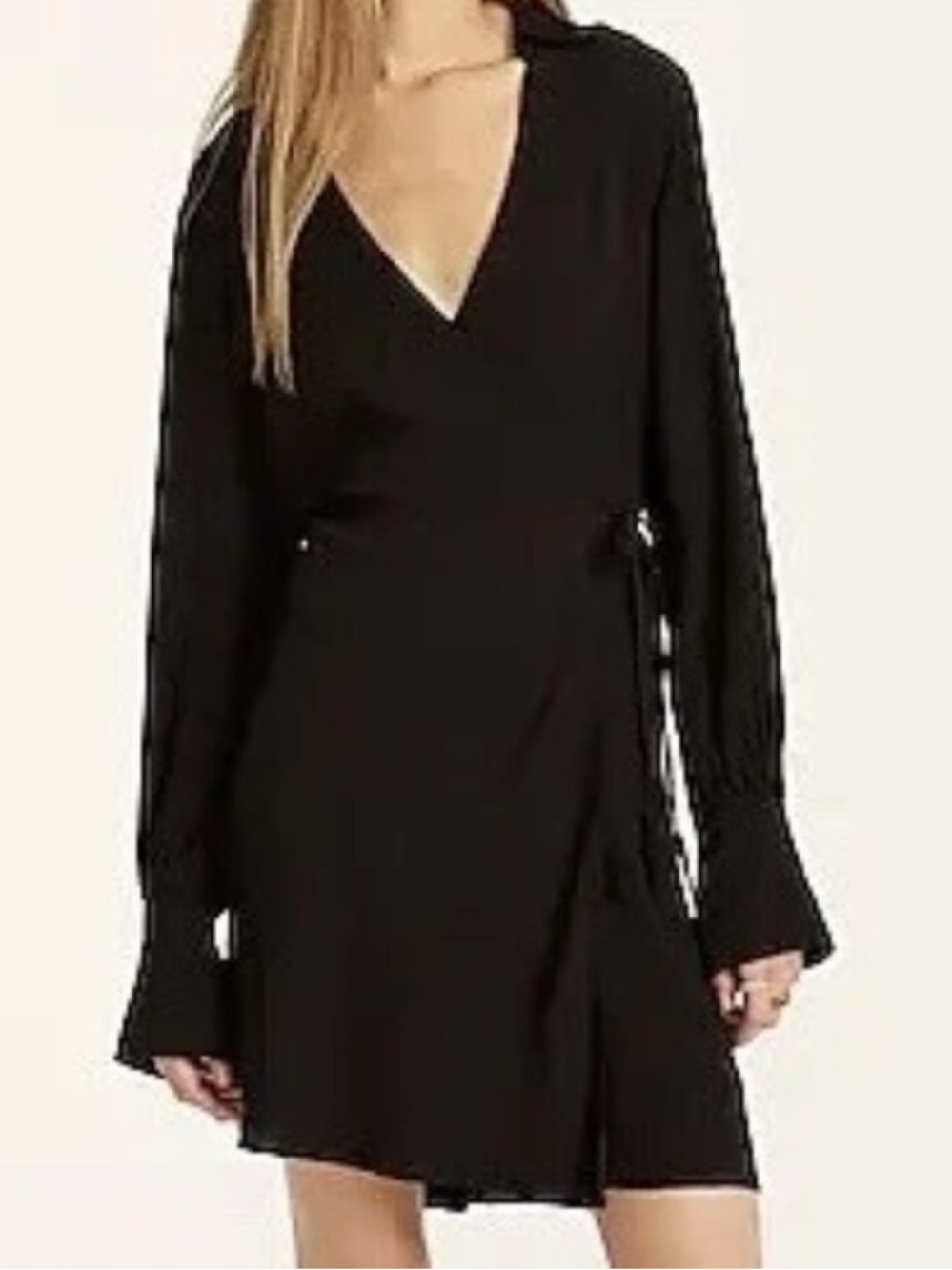 NEW - J. Crew Black V-Neck Wrap Mini Dress
